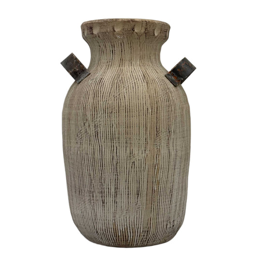 Ceramic Vase with Metal Handles