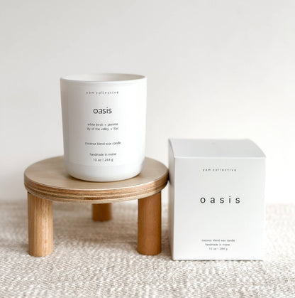 Oasis - 10 oz Birch + Lilac Matte White Glass Candle