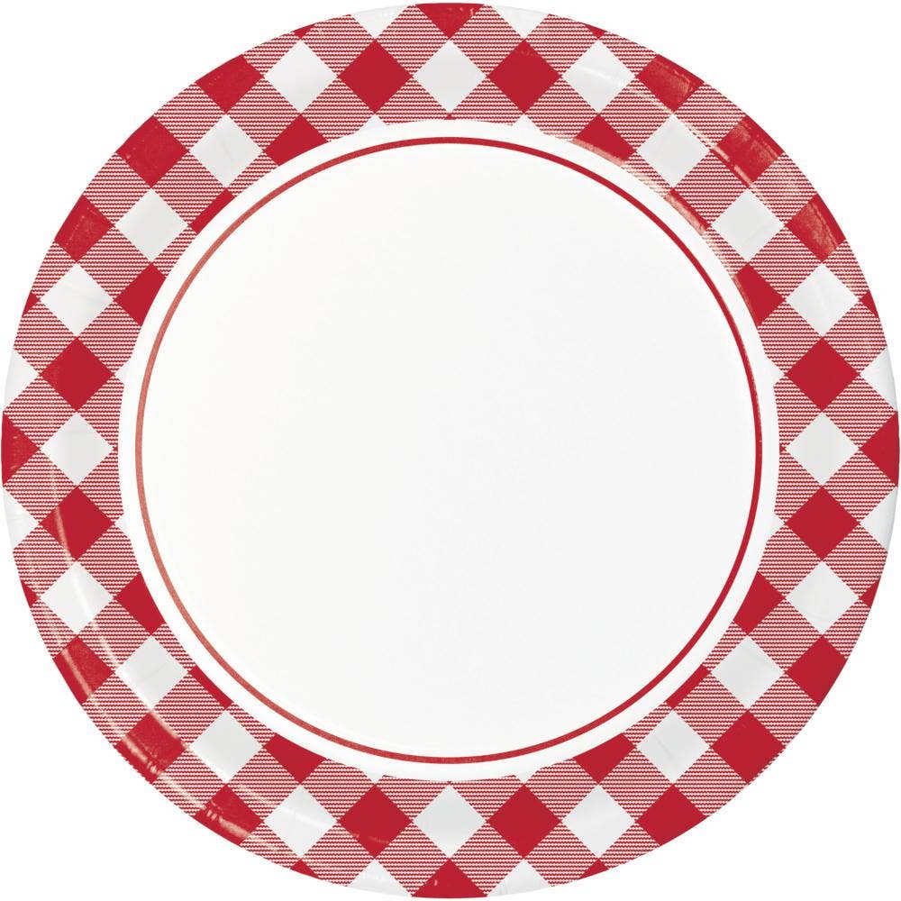 Classic Gingham Paper Dinner Plate, 8/Pkg