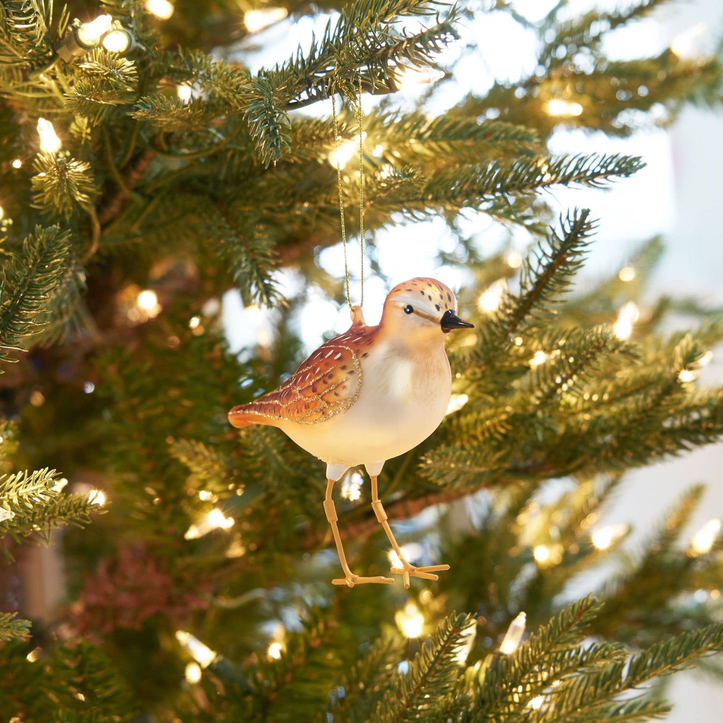 Christmas Shore Bird Glass Ornament