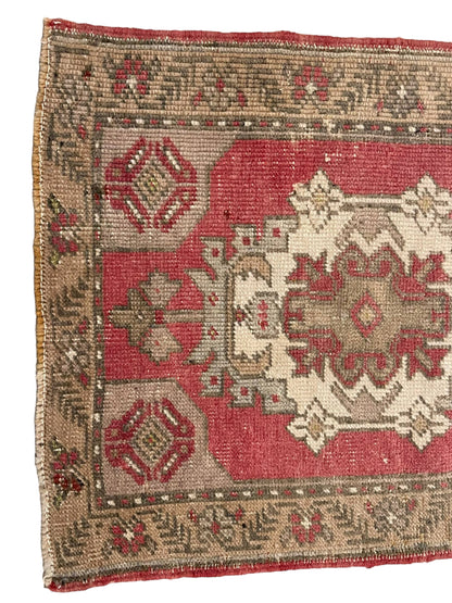 Handmade Vintage Turkish Rug Doormat | 2 x 4.4 "