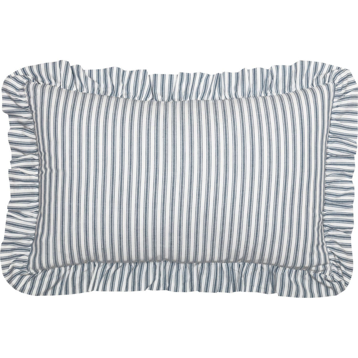 Striped Blue Ruffled Throw Pillow
