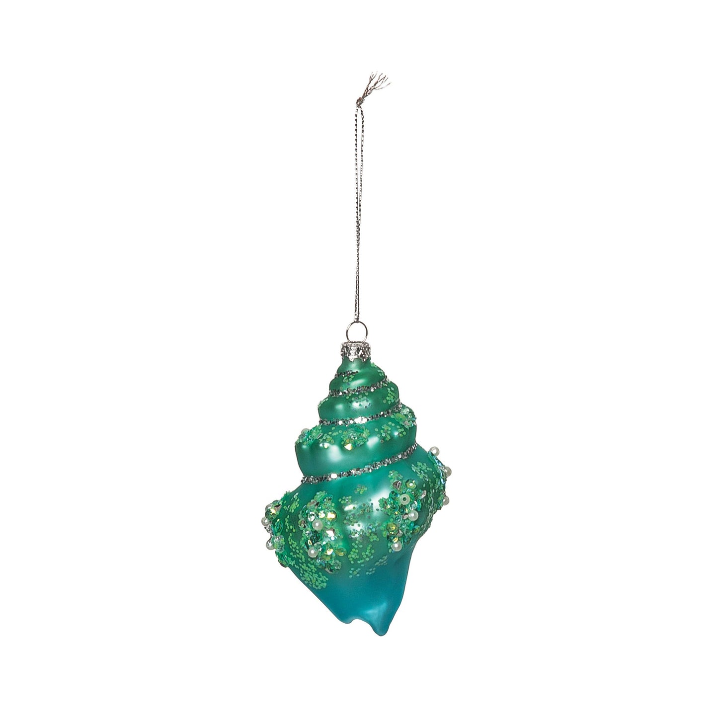 Christmas Green Shell Glass Ornament