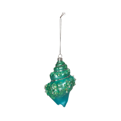 Christmas Green Shell Glass Ornament