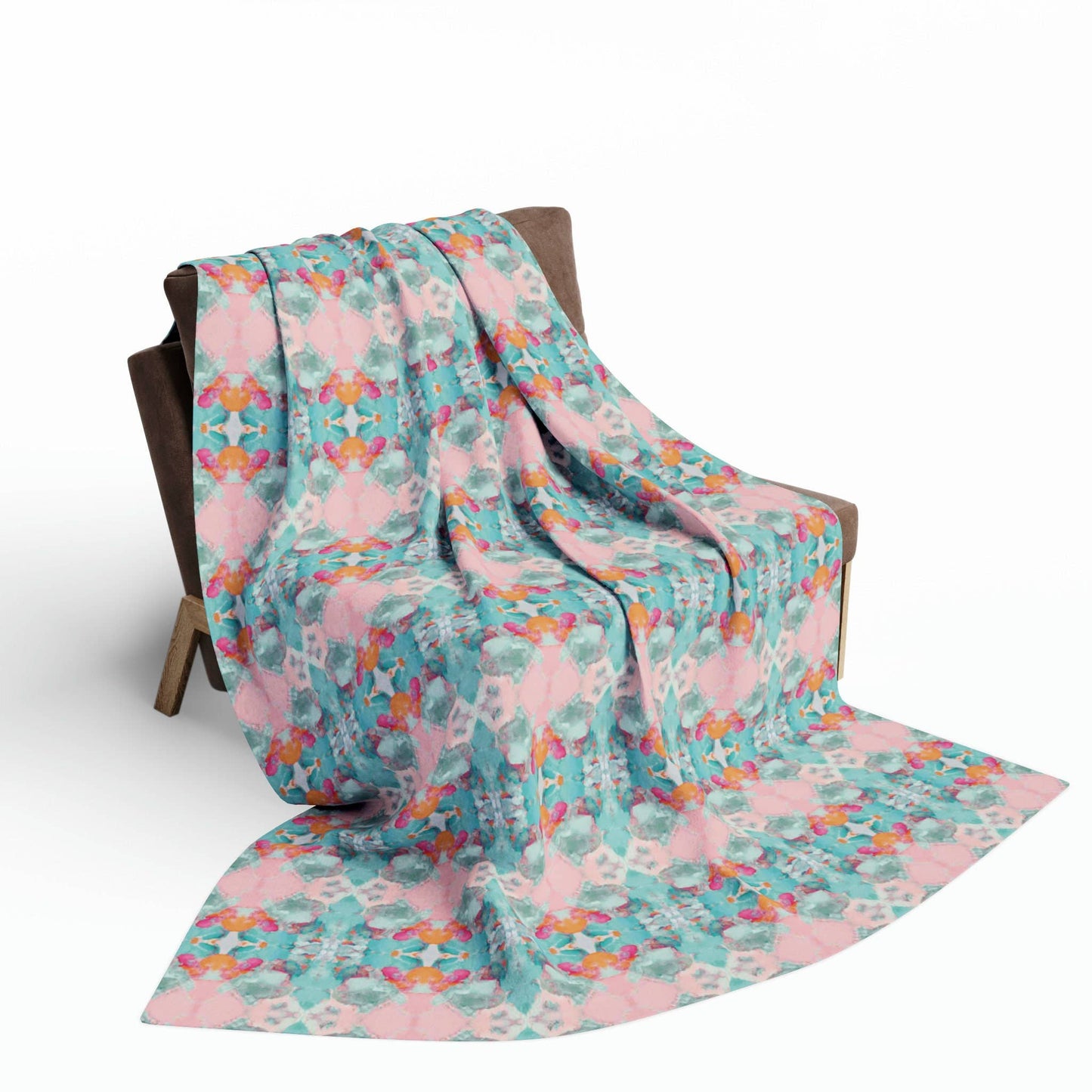 Mila 60x80” Sherpa Blanket Green Teal Aqua Blue Pink Peach