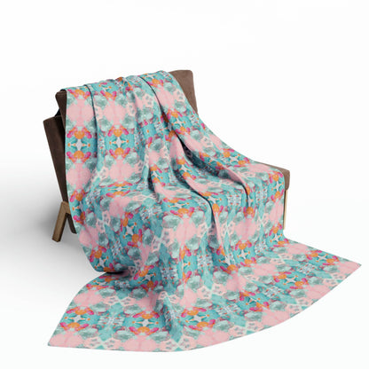 Mila 60x80” Sherpa Blanket Green Teal Aqua Blue Pink Peach