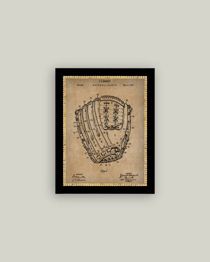Vintage Baseball Mit Map Framed Antique Art