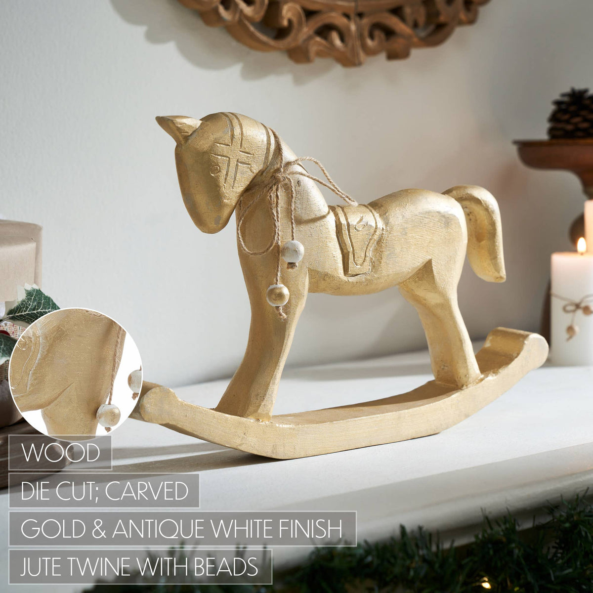 Brushed Gold Wooden Rocking Horse