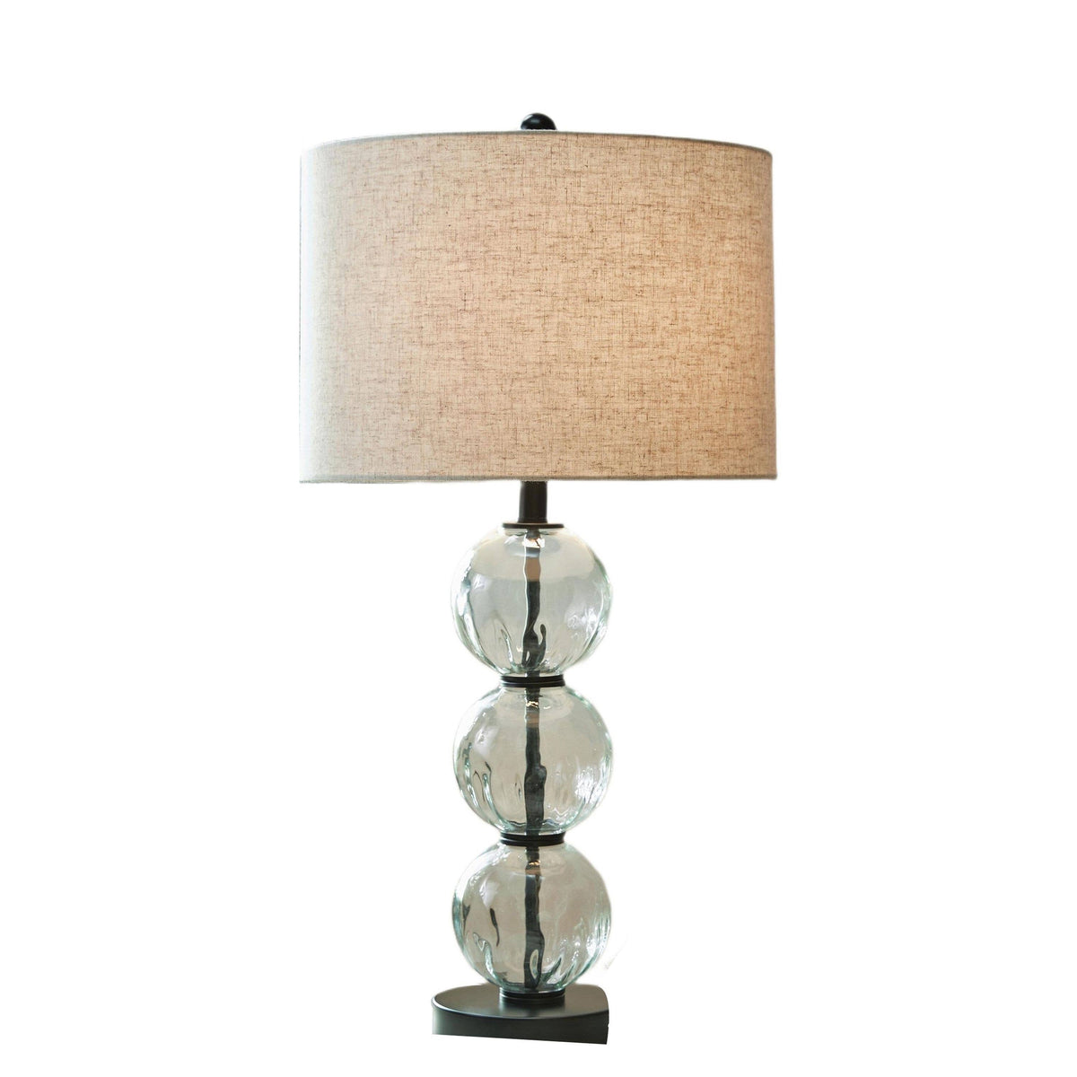 Table Lamp Set of 2, Stacked Glass Spheres, Brown Shade