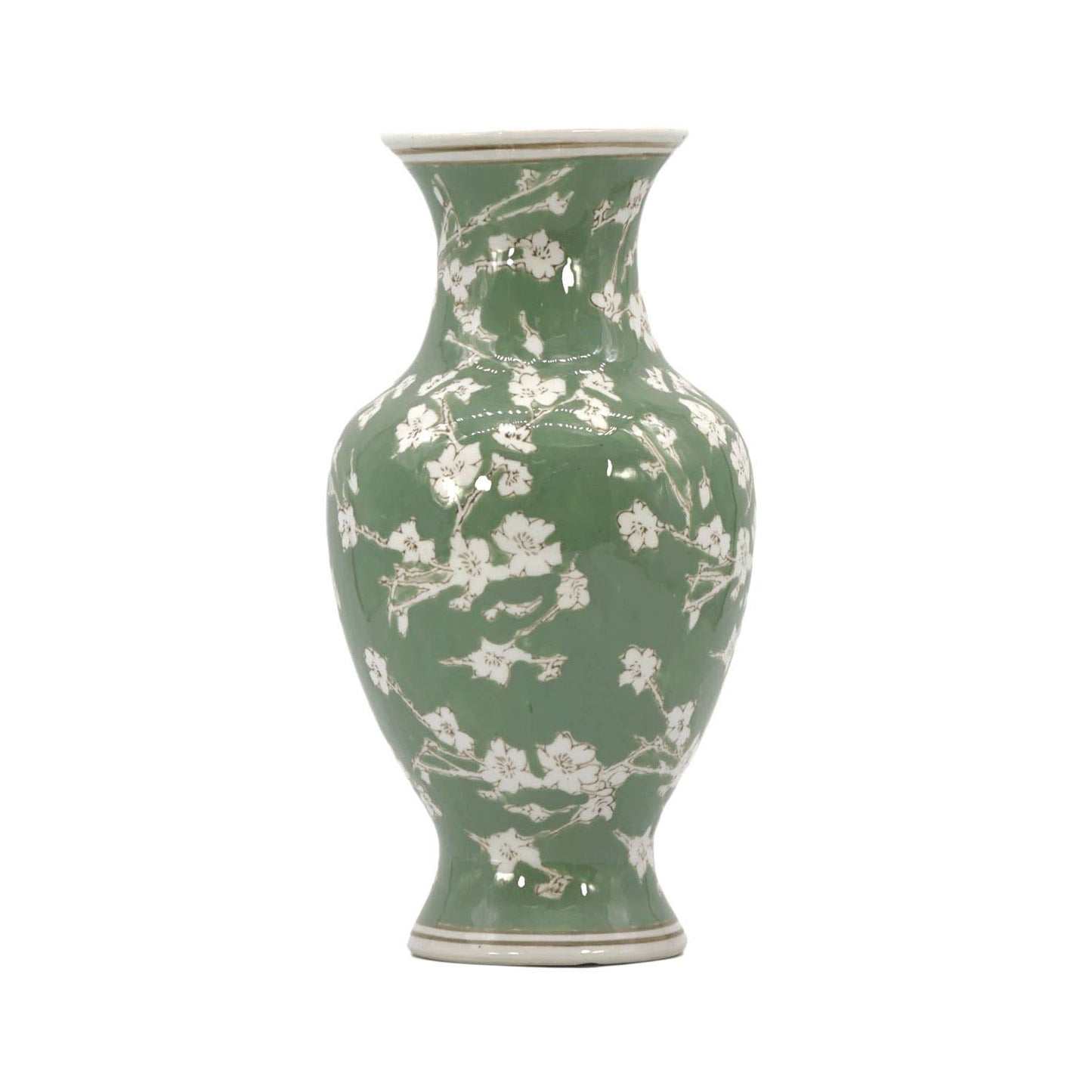 Green Sakura Chinoiserie Ceramic Vase