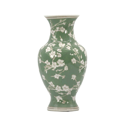 Green Sakura Chinoiserie Ceramic Vase