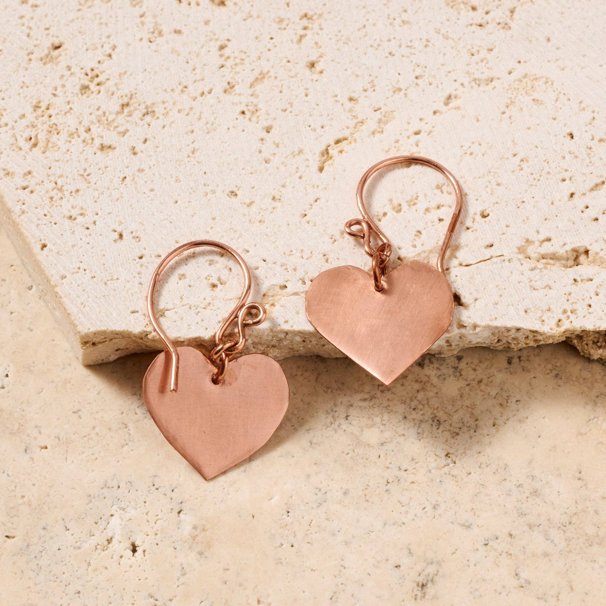 Alma Copper Heart Earrings