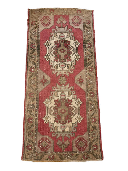 Handmade Vintage Turkish Rug Doormat | 2 x 4.4 "
