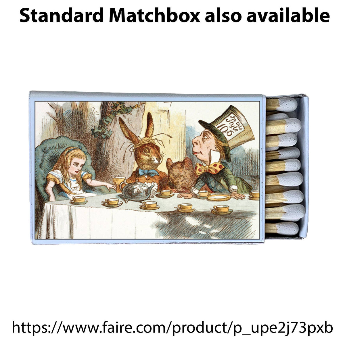 Matches - Alice in Wonderland Tea Party - Wooden Matchboxes