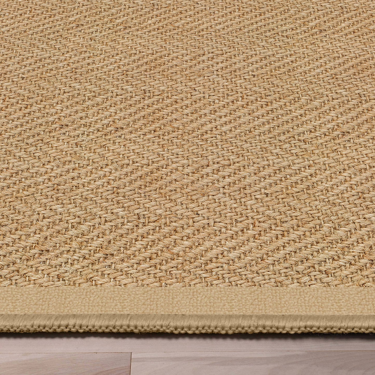Well-Jute Boerboel Geometric Herringbone Beige Flatweave Rug - 2 Sizes