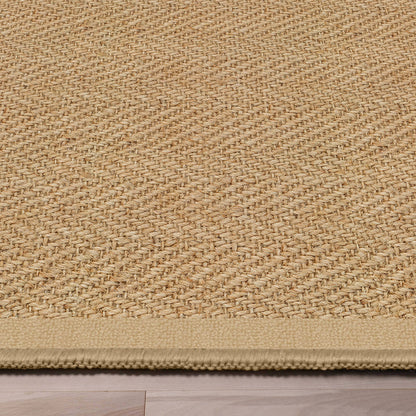 Well-Jute Boerboel Geometric Herringbone Beige Flatweave Rug - 2 Sizes