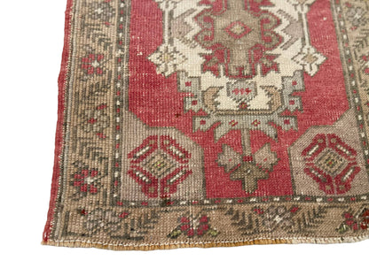 Handmade Vintage Turkish Rug Doormat | 2 x 4.4 "