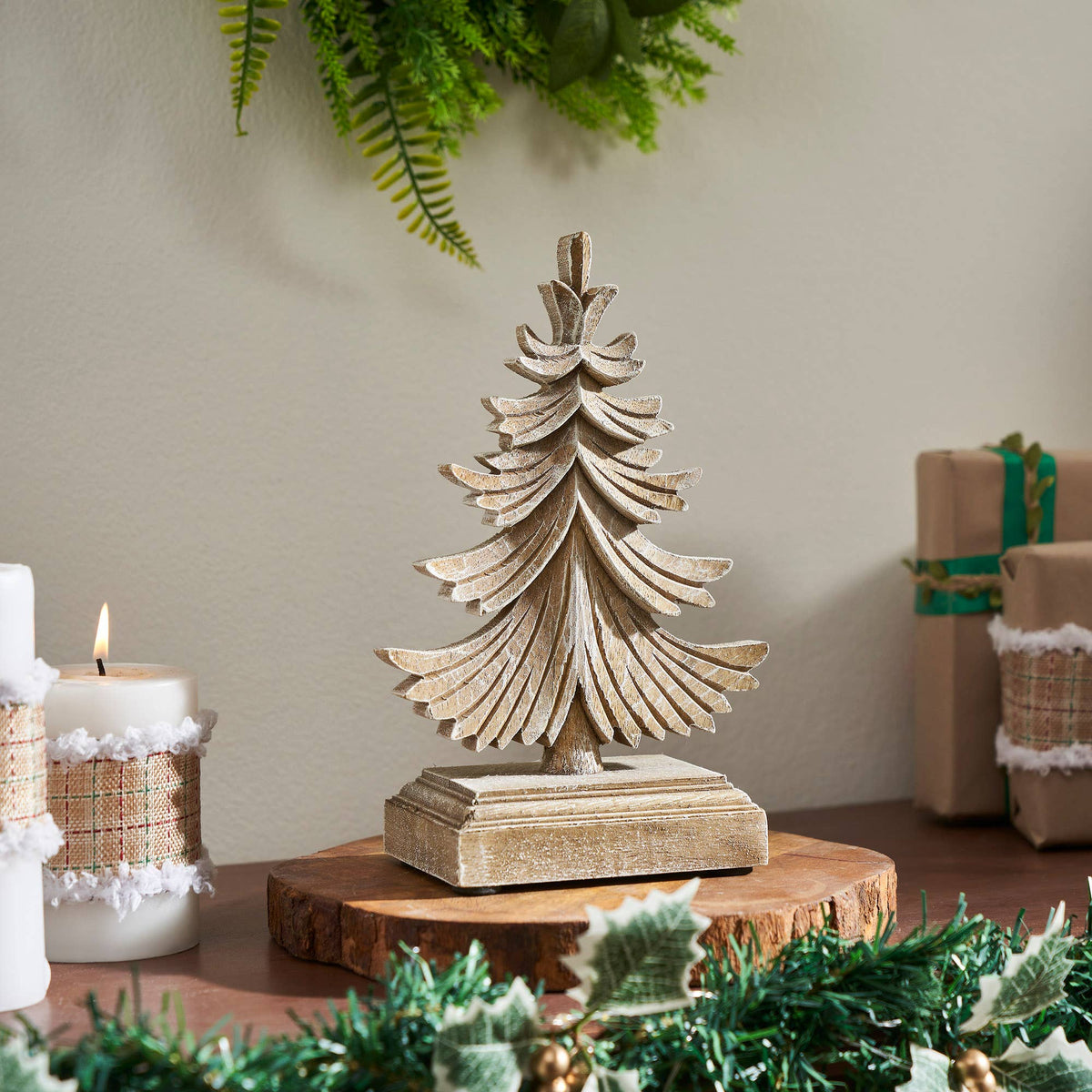 Winter Pine Wooden Tree