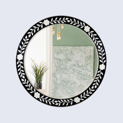 Round Floral Wall Mirror, 28", Collection Chaucer Queen