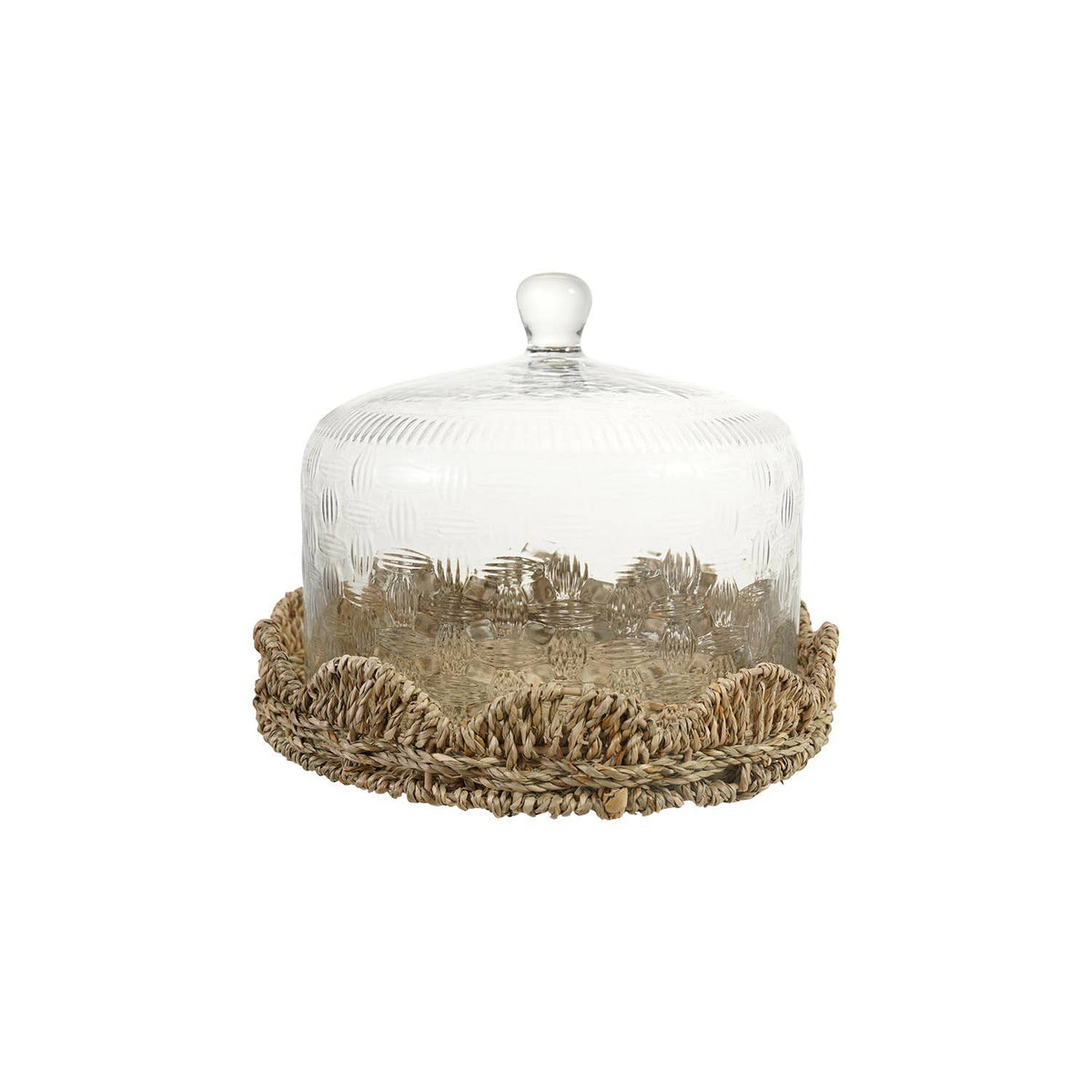 Glass Cloche W Woven Food Storage Container