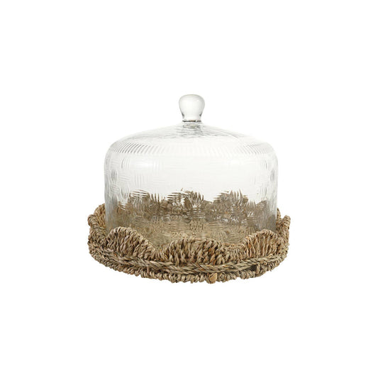 Glass Cloche W Woven Food Storage Container