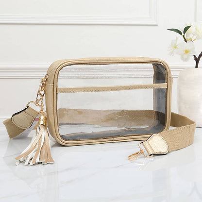 Faux Leather Transparent Rectangular Crossbody Bag