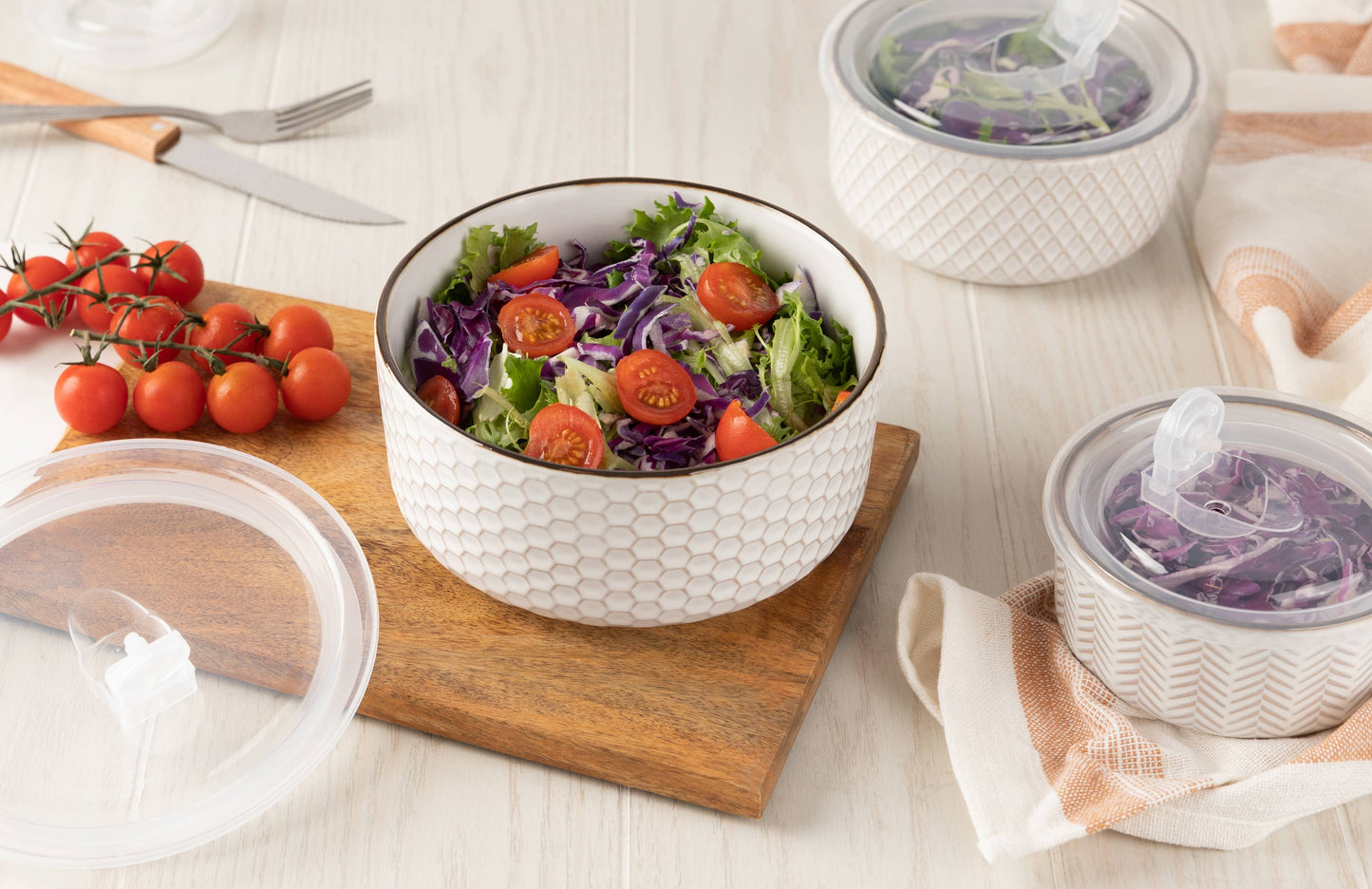 Kook Ceramic Nesting Bowls with Lids