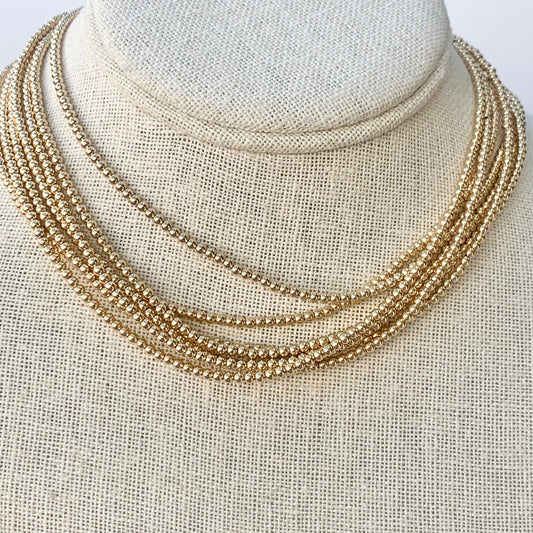Gold Bead Necklace, 2.5mm