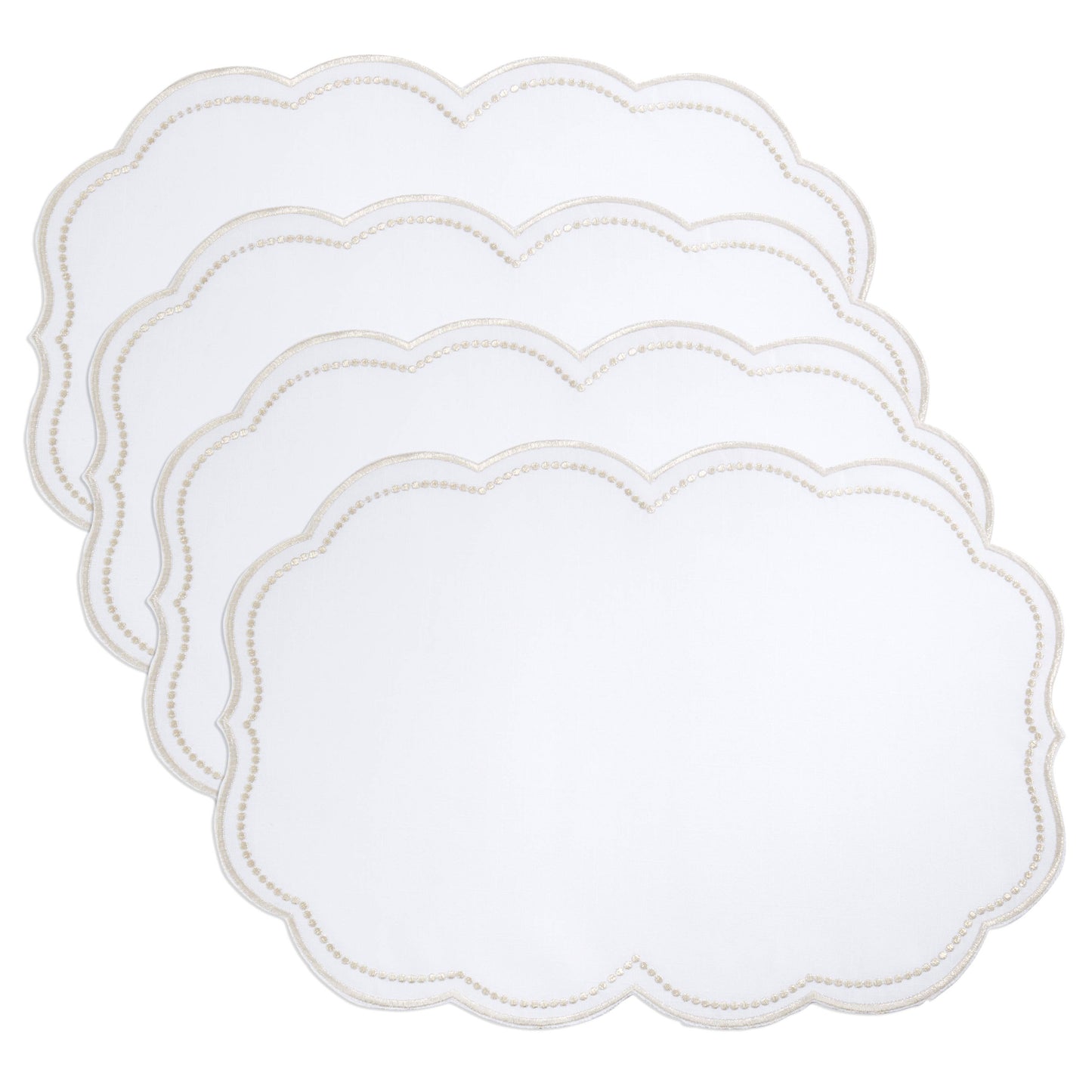 Embroidered Polka Dot Placemat w/ Scallop Edge