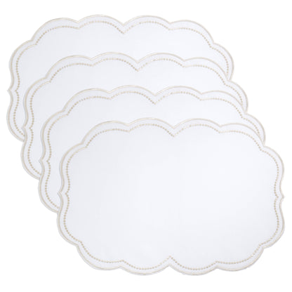 Embroidered Polka Dot Placemat w/ Scallop Edge
