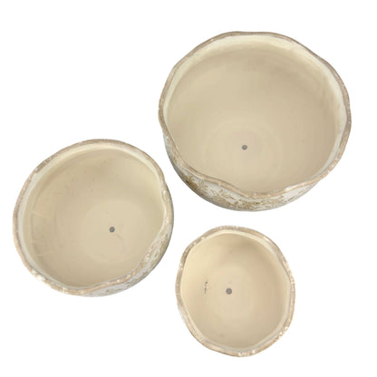Set of 3 Rustic Vintage Ceramic Planter Pots