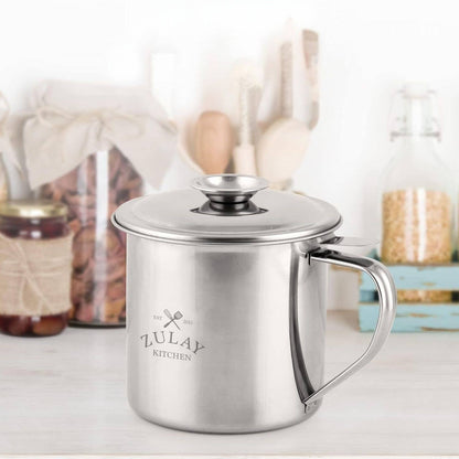 Bacon Grease Container With Strainer & Lid - 1 Liter