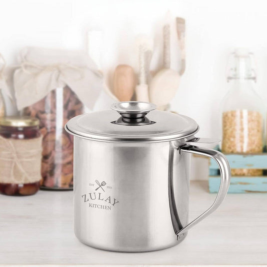 Bacon Grease Container With Strainer & Lid - 1 Liter