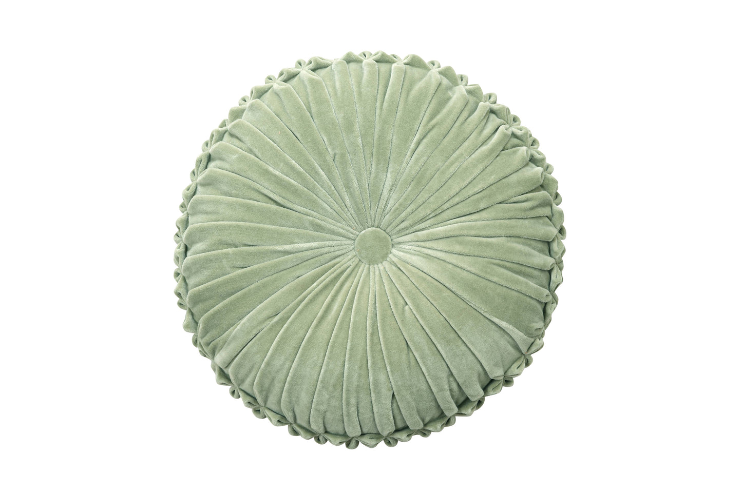 Velvet Round Handmade Pillow,  Pistachio Green - 16 Inch