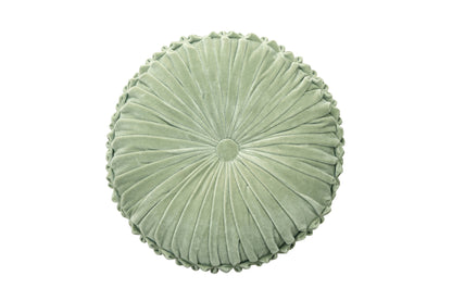 Velvet Round Handmade Pillow,  Pistachio Green - 16 Inch