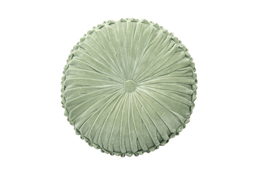 Velvet Round Handmade Pillow,  Pistachio Green - 16 Inch