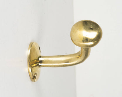 Set of Handcrafted Unlacquered Brass Hooks For Wall