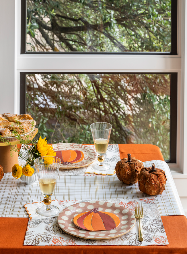 Gold Plaid Paper Table Runner