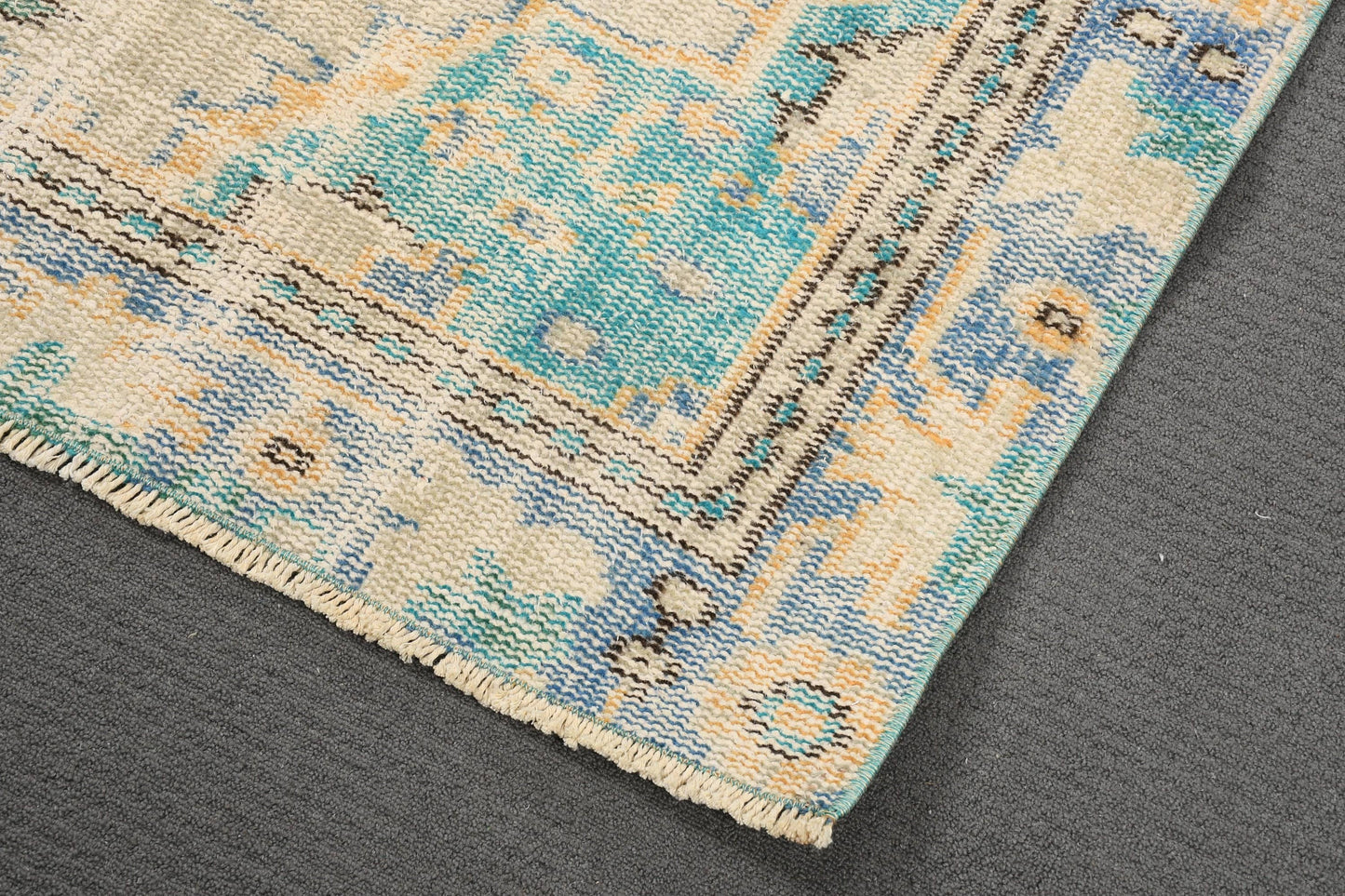 Vintage Turkish Rug, Pastel Tones, Handwoven Art