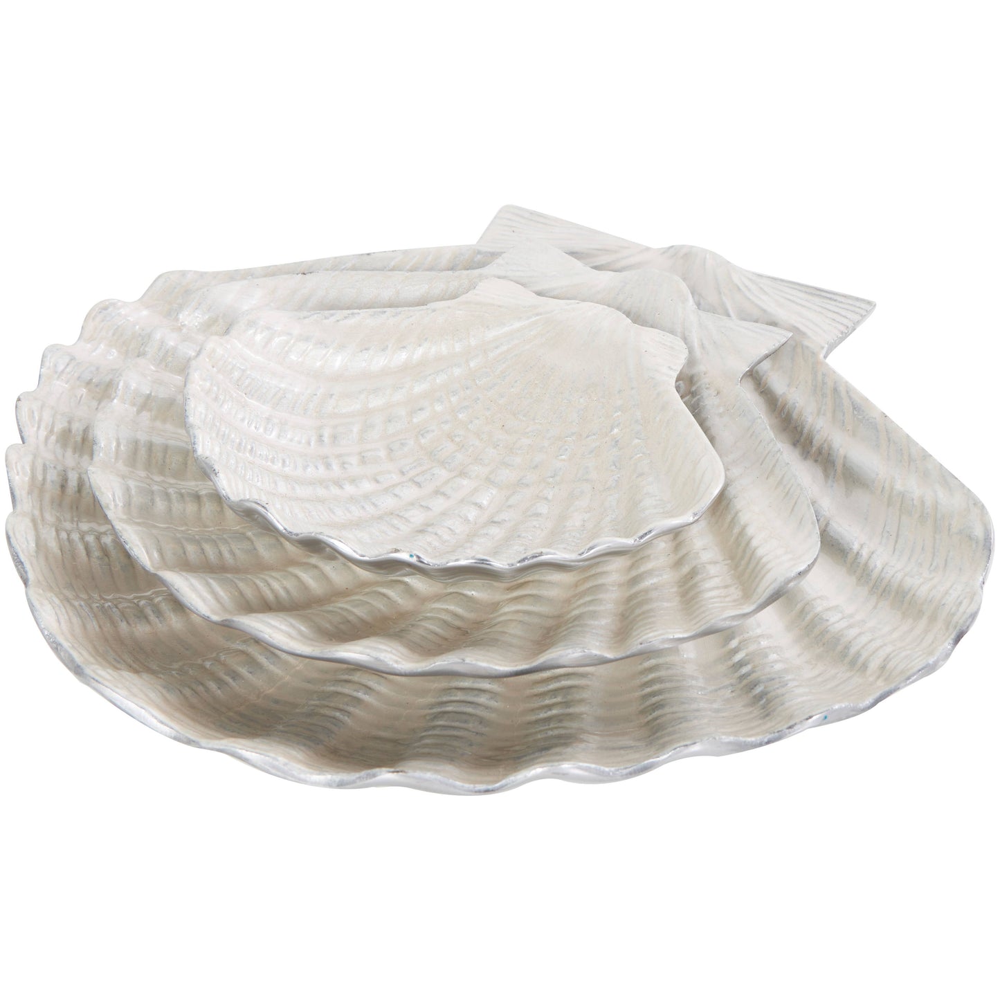 Coastal White Aluminum Metal Decorative Bowl Set