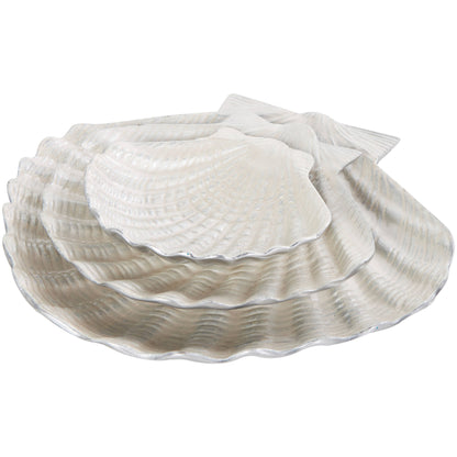 Coastal White Aluminum Metal Decorative Bowl Set