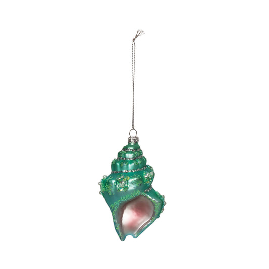 Christmas Green Shell Glass Ornament