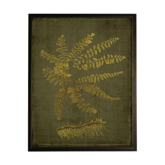 Golden Fern E on Distressed Green Background