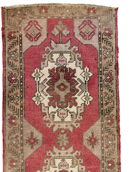 Handmade Vintage Turkish Rug Doormat | 2 x 4.4 "