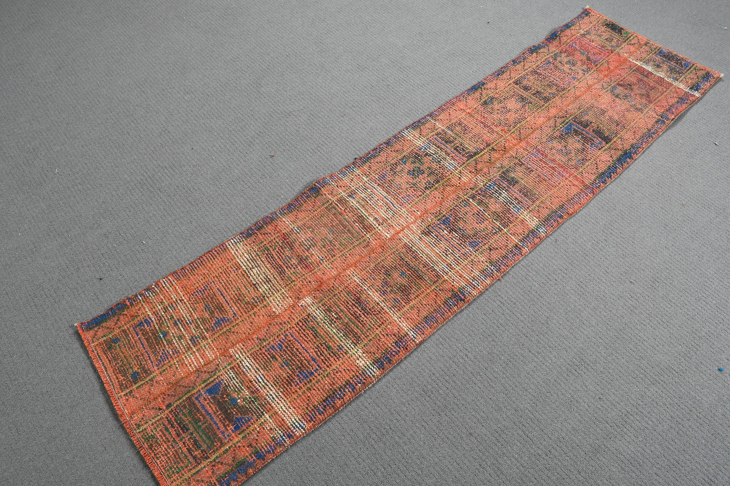 Vintage Turkish Runner, Red Bohemian Design