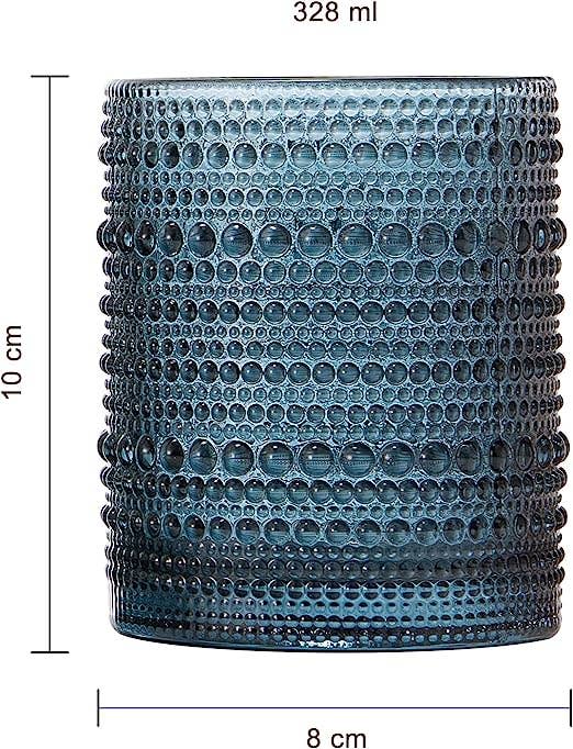 Hobnail Colored Beaded Tumbler Drinking Glasses Set of 6