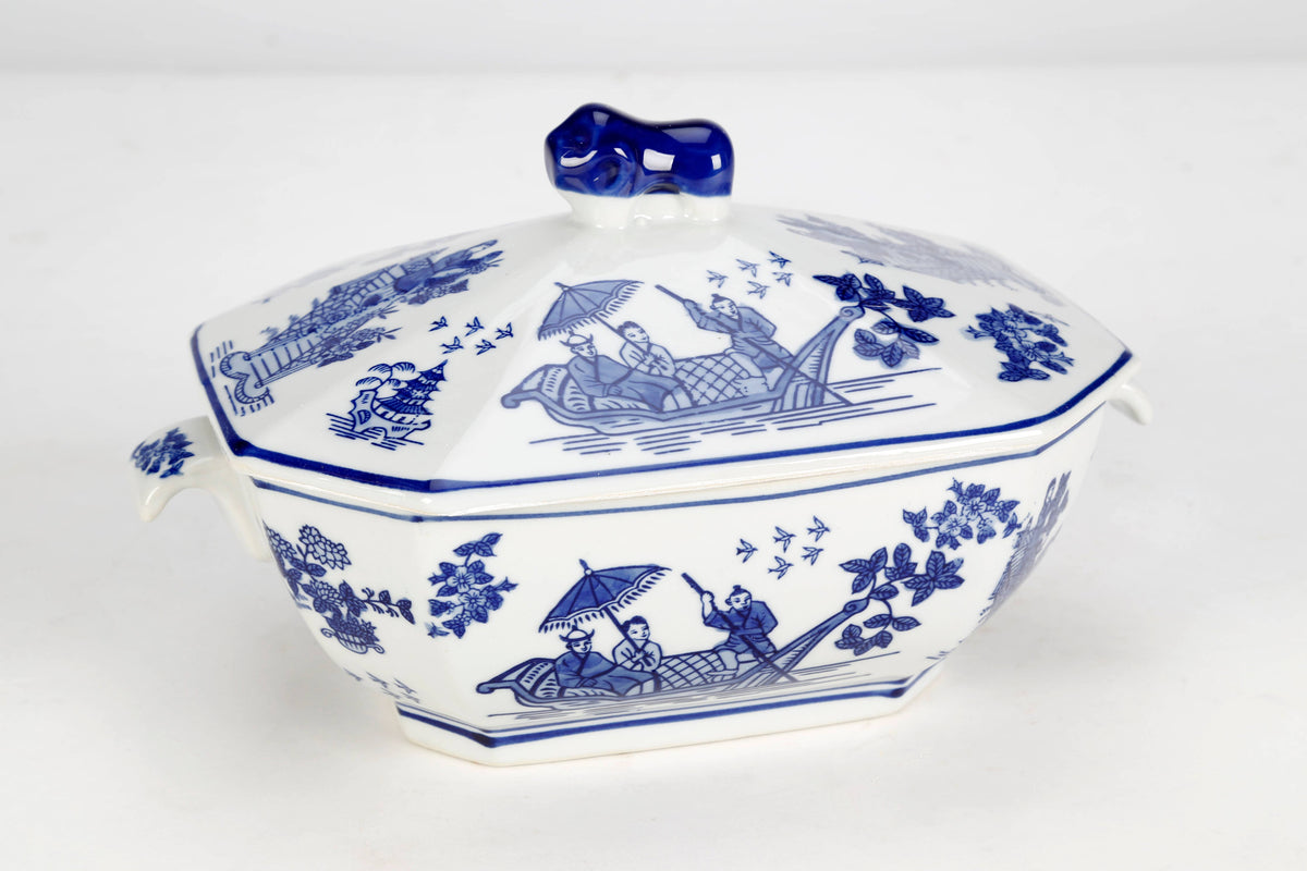 Blue Willow Porcelain Covered Tureen