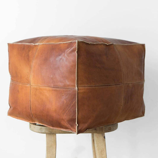Moroccan Leather Pouf
