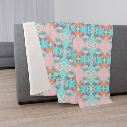 Mila 60x80” Sherpa Blanket Green Teal Aqua Blue Pink Peach