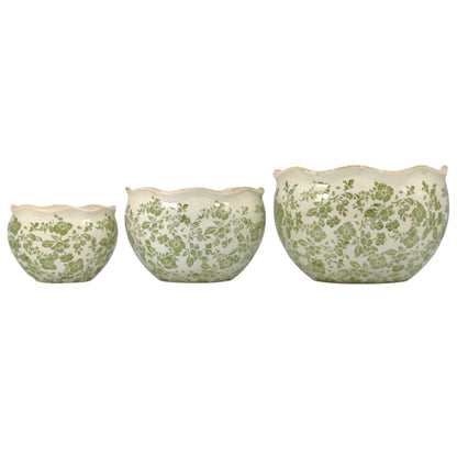 Set of 3 Rustic Vintage Ceramic Planter Pots